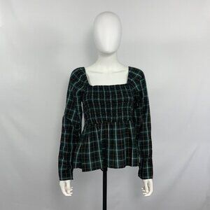Old Navy Tops Women Size M Dark Green Striped Long Sleeve - [WD39]